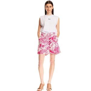 MSGM Summer Brushed Motif Elastic Waist Short Pink White Shorts Women’s Size 42